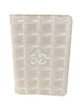 Chanel Notebook Cover Logo Nylon Canvas Beige